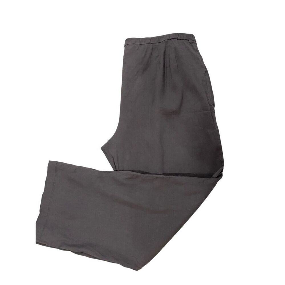 20W Eileen Fisher Linen Blend Wide Leg Pants Gray